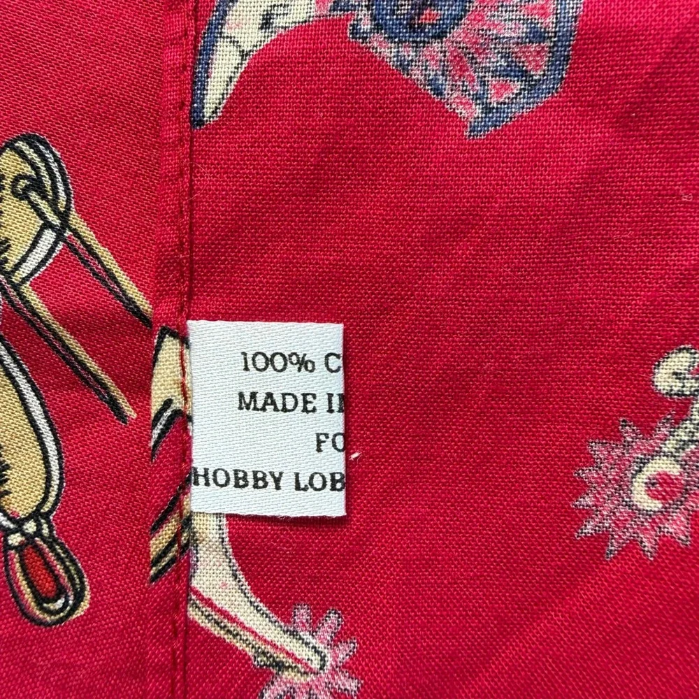 Hobby Lobby Red Western Bandana Texas Flag Cowboy Boot Saddle Cotton Scarf